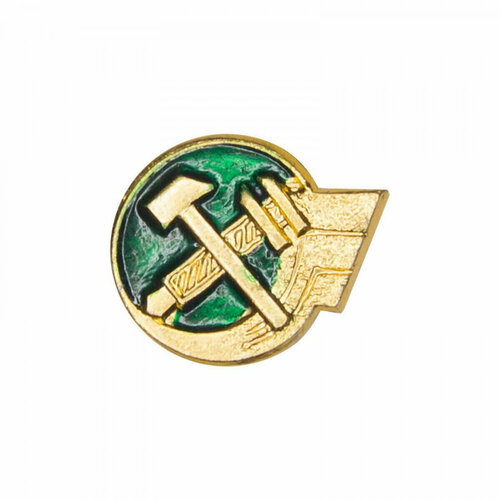 Эмблема РЖД золотая металлическая, зеленая эмаль