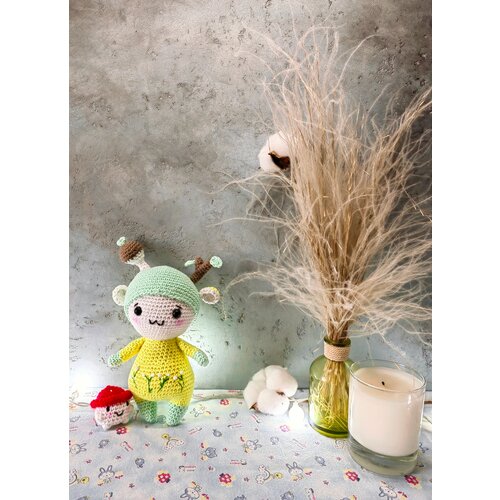 Вязаный Гном Лесовичок и его друг грибочек