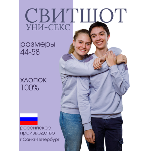 Свитшот, силуэт полуприлегающий, трикотажный, размер 48-50, голубой