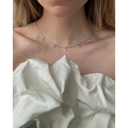 Колье LU Jewel серебро 925 проба фианит длина 38 см розовый 6490₽