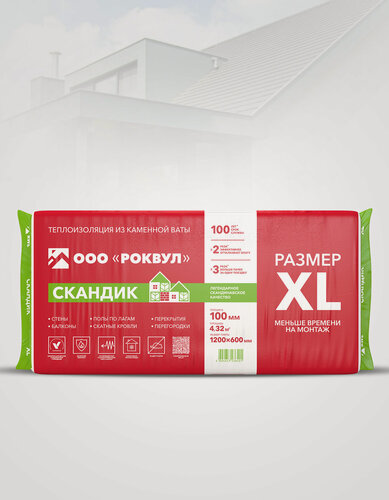 Изображение товара Теплоизоляция из каменной ваты Rockwool Лайт Баттс Скандик 1200х600х100 (1 упак/6 плит/ 4,32м2)