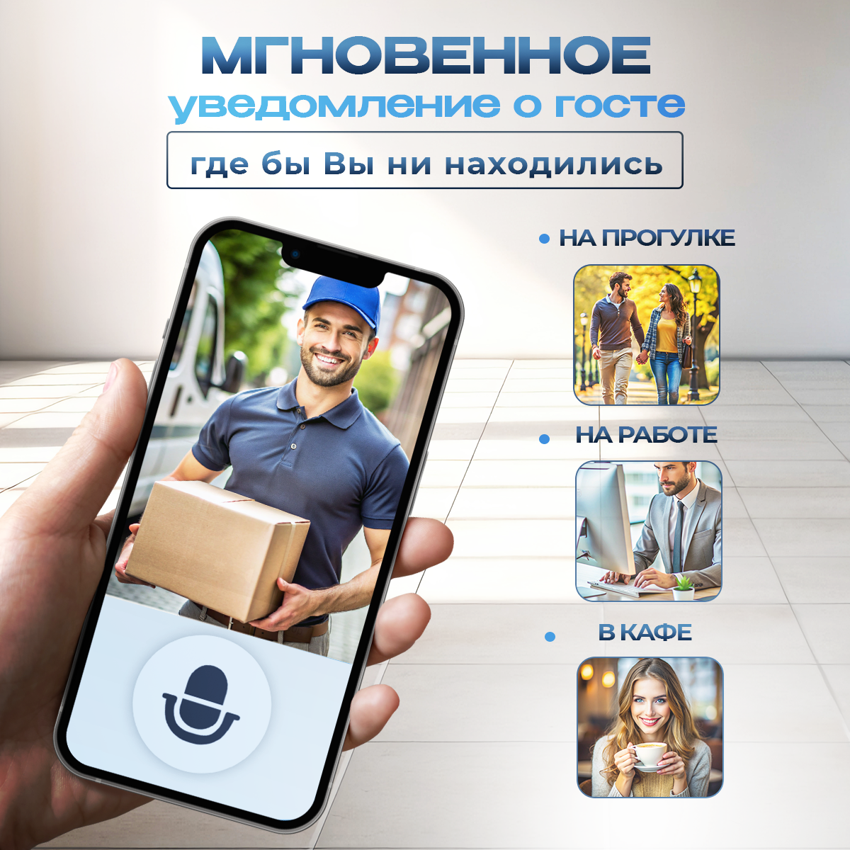 Беспроводной дверной звонок "Comfort" с камерой и динамиком для квартиры и дома — фото 1