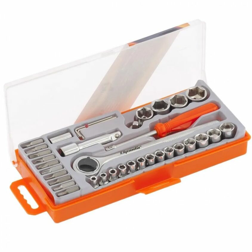 Набор слесарно-монтажный SPARTA 37 предметов 13541 оранжевый