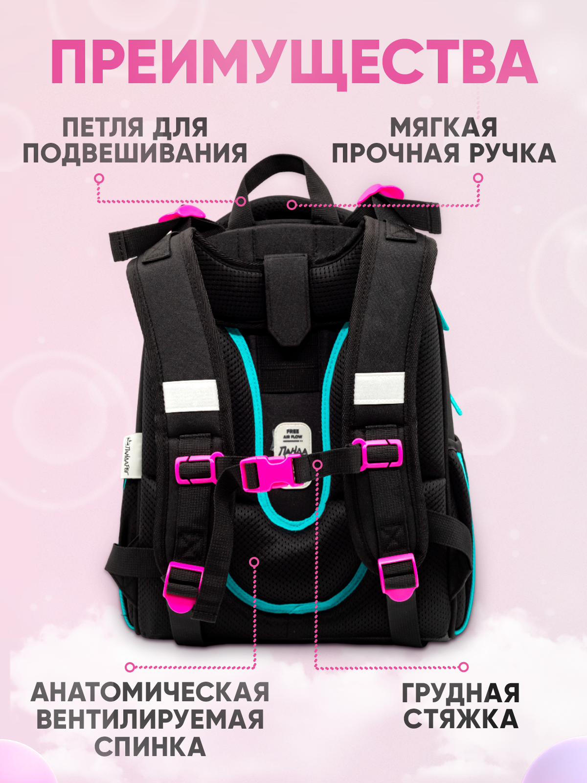 Ранец / рюкзак школьный для девочки ортопедический 1-4 класс Music Lover, 2 отделения, ПандаРог — фото 1