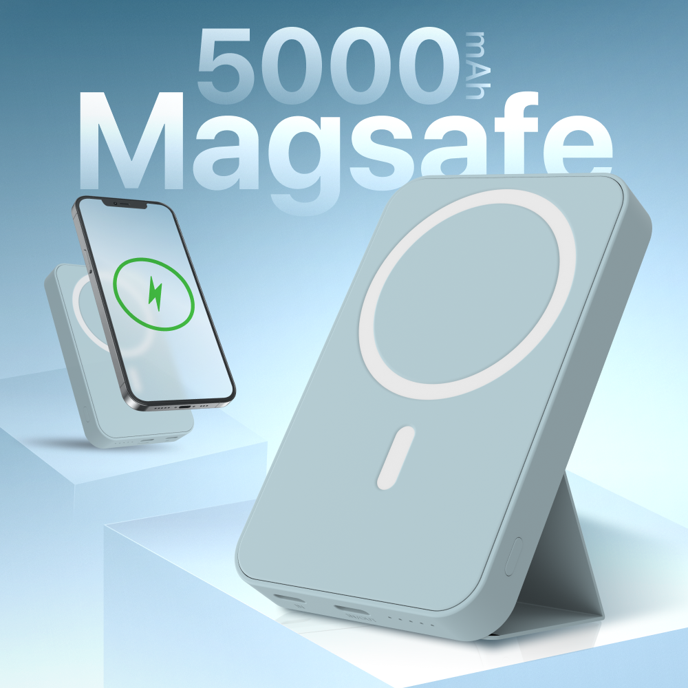Магнитный повербанк 5000 Wireless Power Bank с быстрой беспроводной зарядкой для Айфона / iPhone 12, 13, 14, 15