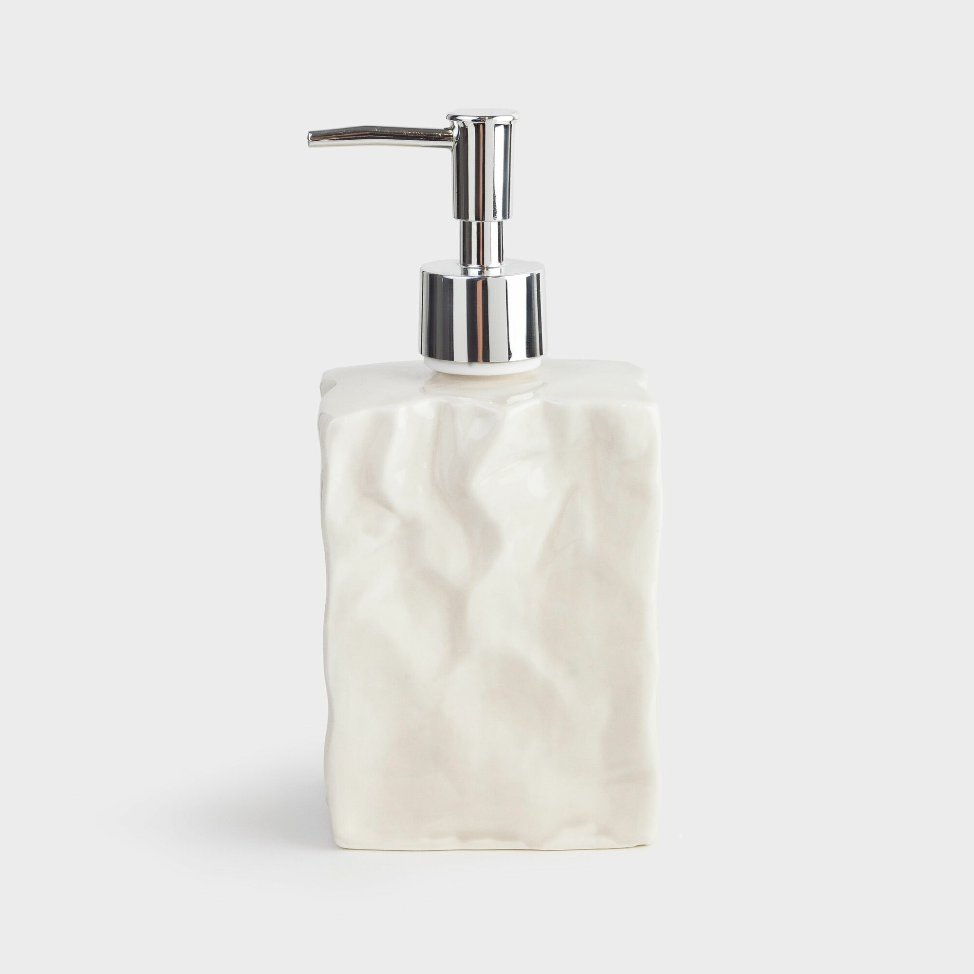 Диспенсер для жидкого мыла Kuchenland 370 мл фарфор P/пластик серо-бежевый Мятый эффект Crumple bath