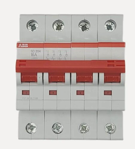 Изображение товара Рубильник ABB 4-х полюсный SD204 16A красный рычаг 2CDD284101R0016