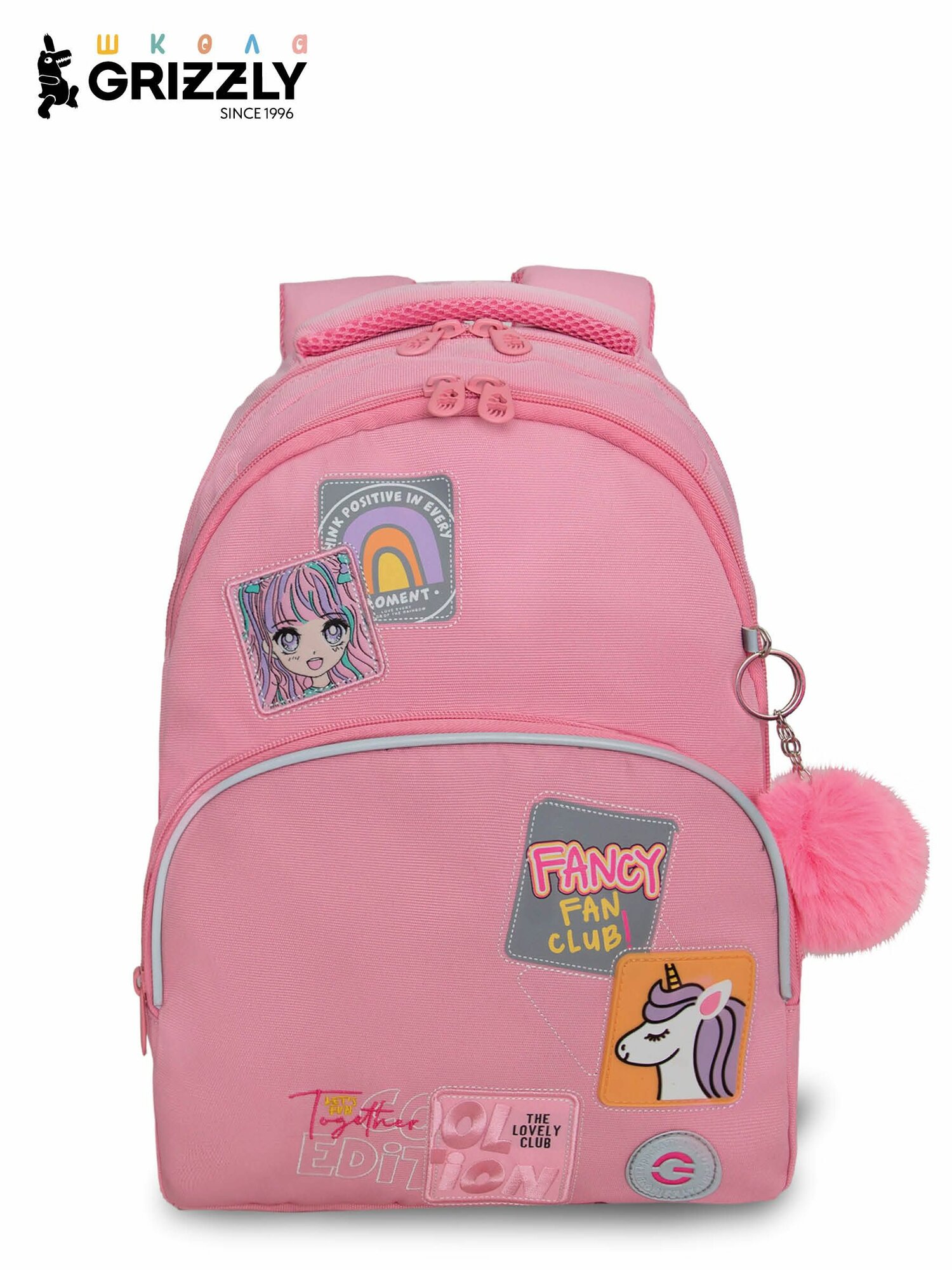 Рюкзак школьный GRIZZLY с карманом для ноутбука 13", анатомической спинкой, для девочки, RG-560-5/3