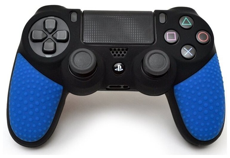 Силиконовый чехол Non Slip для Dualshock 4 (Black-Blue)