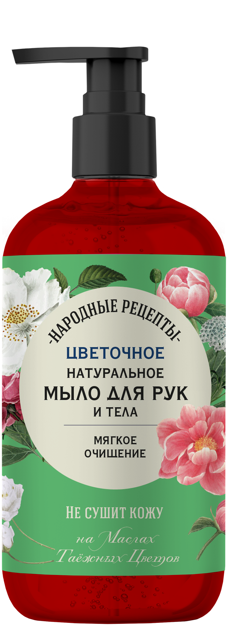 Fito косметик Жидкое мыло Народные рецепты Цветочное натуральное, 500 мл, 500 г