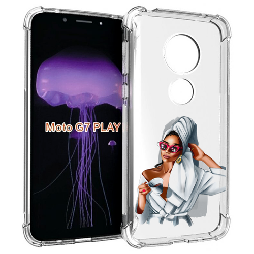 Чехол MyPads Девушка в белом халате женский для Motorola Moto G7 Play задняя-панель-накладка-бампер