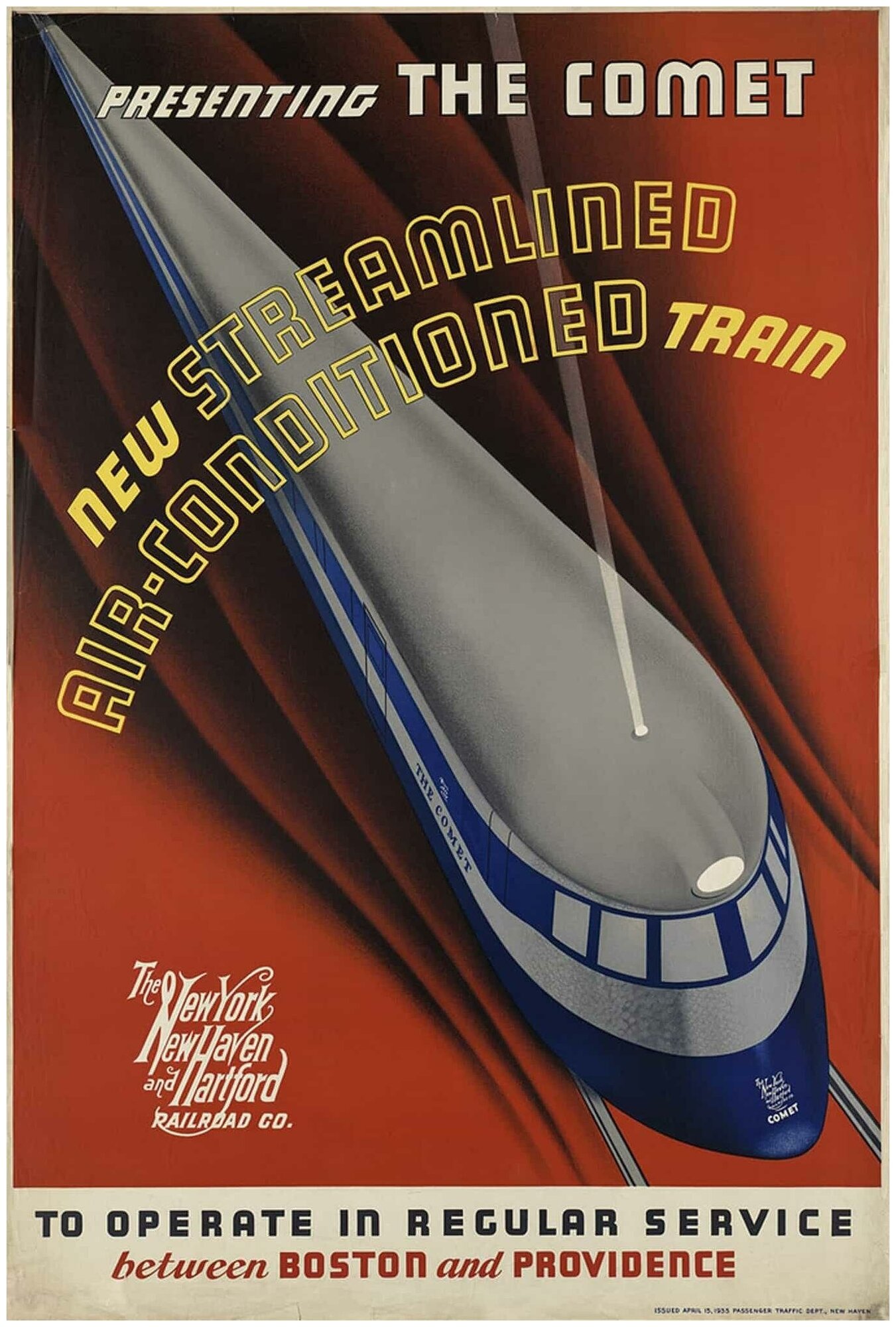 Постер / Плакат / Картина на холсте Винтажная реклама американского поезда Комета