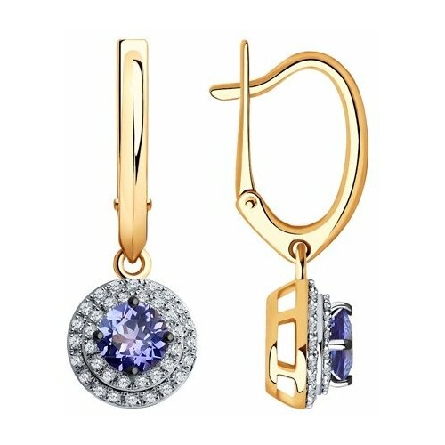 золотые серьги с танзанитом бриллиантом Серьги Diamant online, красное золото, 585 проба, танзанит, бриллиант