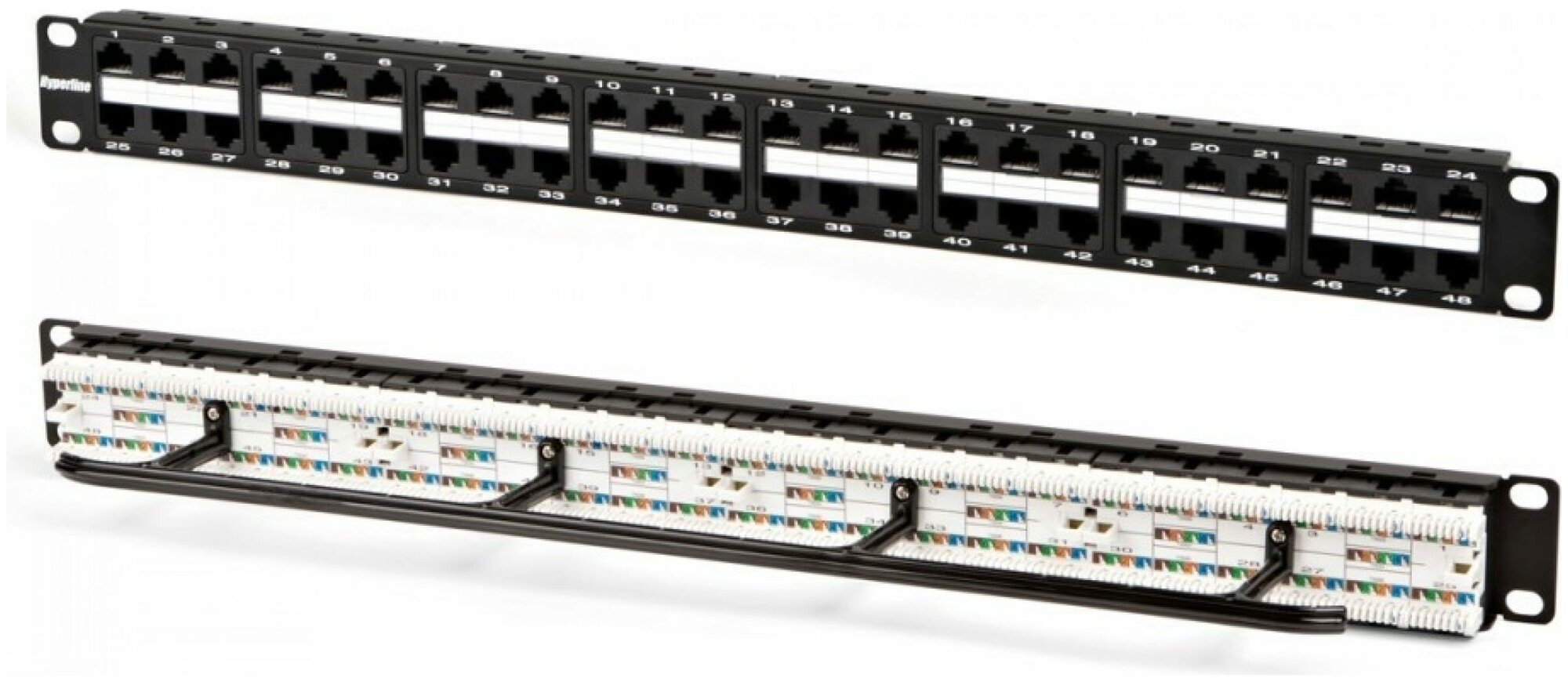 Патч-панель высокой плотности Hyperline PPHD-19-48-8P8C-C6-110D 19, 1U, 48 портов RJ-45, категория 6, Dual IDC
