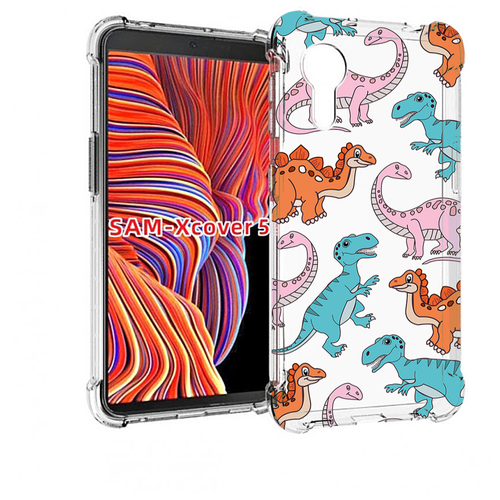 Чехол MyPads разные-динозаврики для Samsung Galaxy Xcover 5 задняя-панель-накладка-бампер