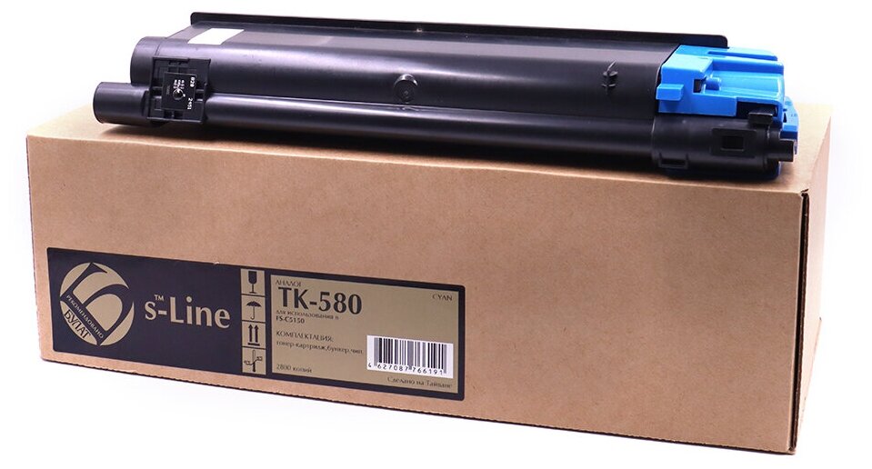 Тонер-картридж булат s-Line TK-580C для Kyocera FS-C5150dn (Голубой, 2800 стр.)
