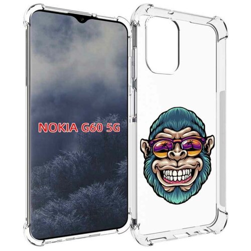 Чехол MyPads обезьяна улыбается для Nokia G60 5G задняя-панель-накладка-бампер