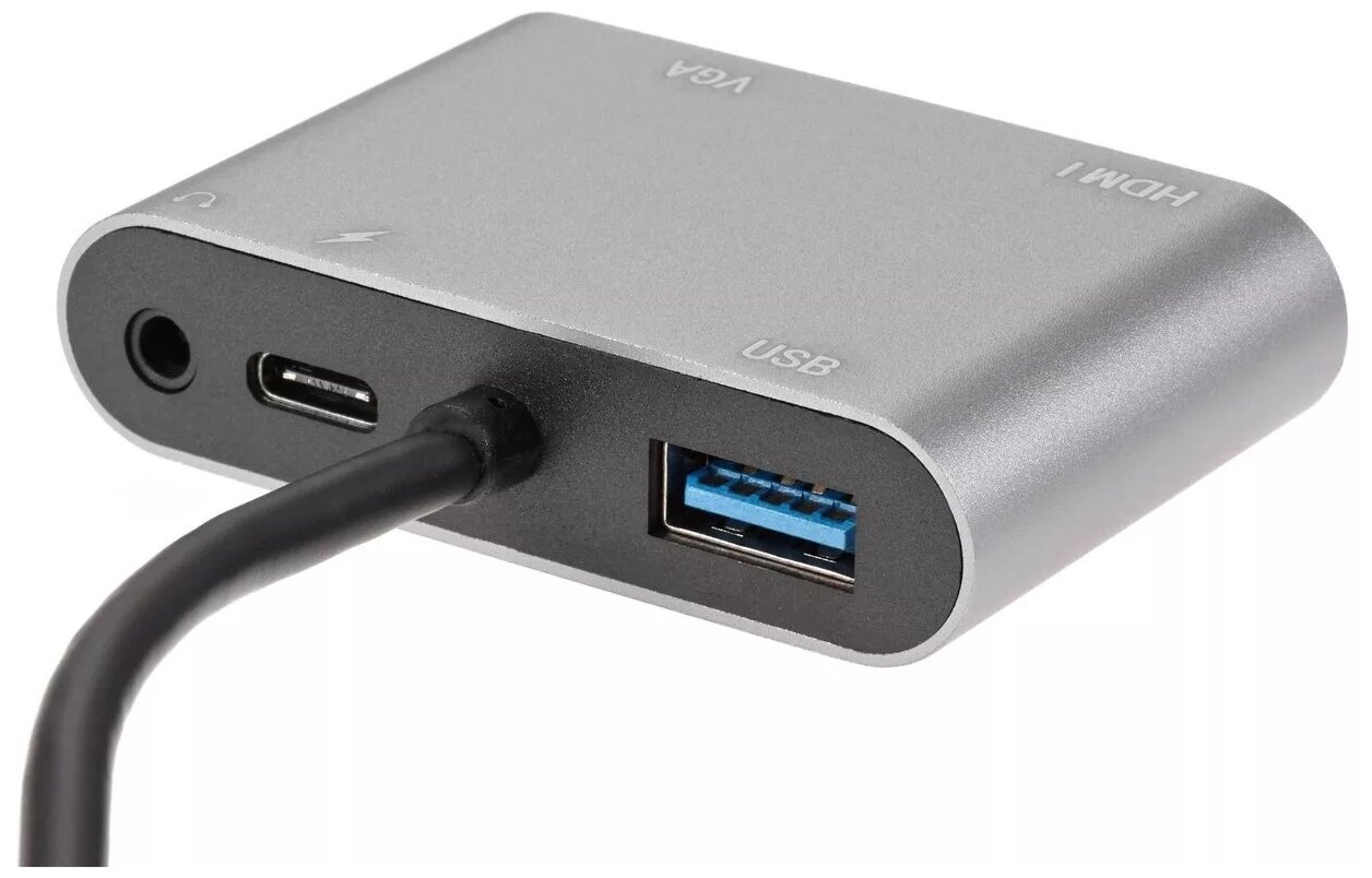 Адаптер USB Type-Cm-->VGA, HDMI 4k*30Hz, USB3.0, PD, Audio, iOpen (Aopen/Qust)<ACU4511> VCOM Адаптер-переходник AOpen/Qust USB 3.1 Type C M/HDMI F/VGA F/USB 3.0 Type A F/Jack 3.5 mm F (ACU4511) - фото №2