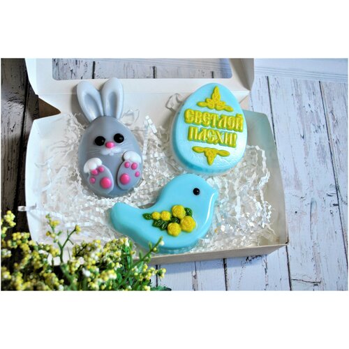 Набор пластиковых форм для мыловарения Кролик мультяшный, Птичка-Розы, Яйцо-Светлой Пасхи