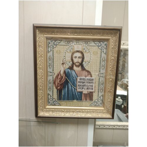 Картина гобеленовая икона Христа Спасителя Размер по багету (внешний) 34х38 см картина гобеленовая икона христа спасителя размер по багету внешний 34х38 см