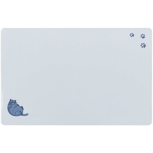 Коврик под миску с рисунком Толстый кот/лапки, 44 x 28 см, серый, Trixie (коврик для миски, 24549) trixie trixie коврик под миску серый 59 г