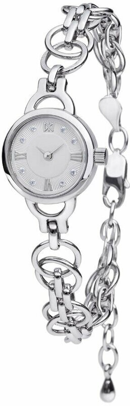 Наручные часы НИКА женские, кварцевые, корпус серебро, 925 проба, фианит