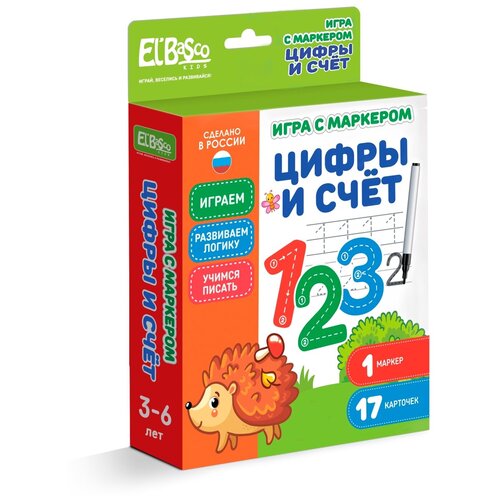 Игра с маркером El`BascoKids Цифры -развивающие карточки с заданиями , ET06-002 игра с маркером el bascokids цифры развивающие карточки с заданиями et06 002