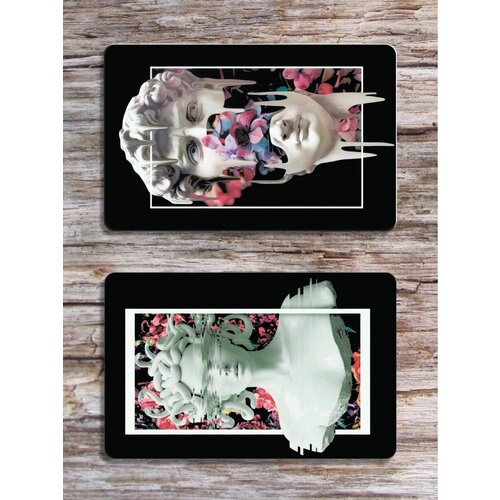 Наклейка на карту банковскую карты - 2 шт Эстетика ренессанс искусство цветы скульптура 250₽