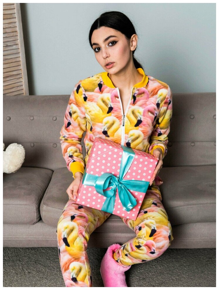 Пижама с кармашком на попе Фламинго (L (46-48)) - фотография № 7
