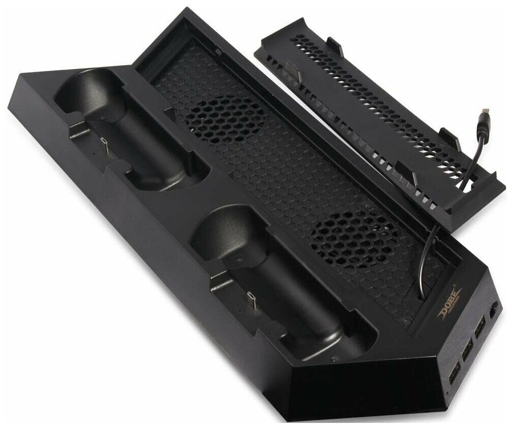 Вертикальная подставка с охлаждением и зарядной станцией геймпадов для Sony PS4 Fat / PS4 Slim / PS4 Pro Dobe TP4-023B