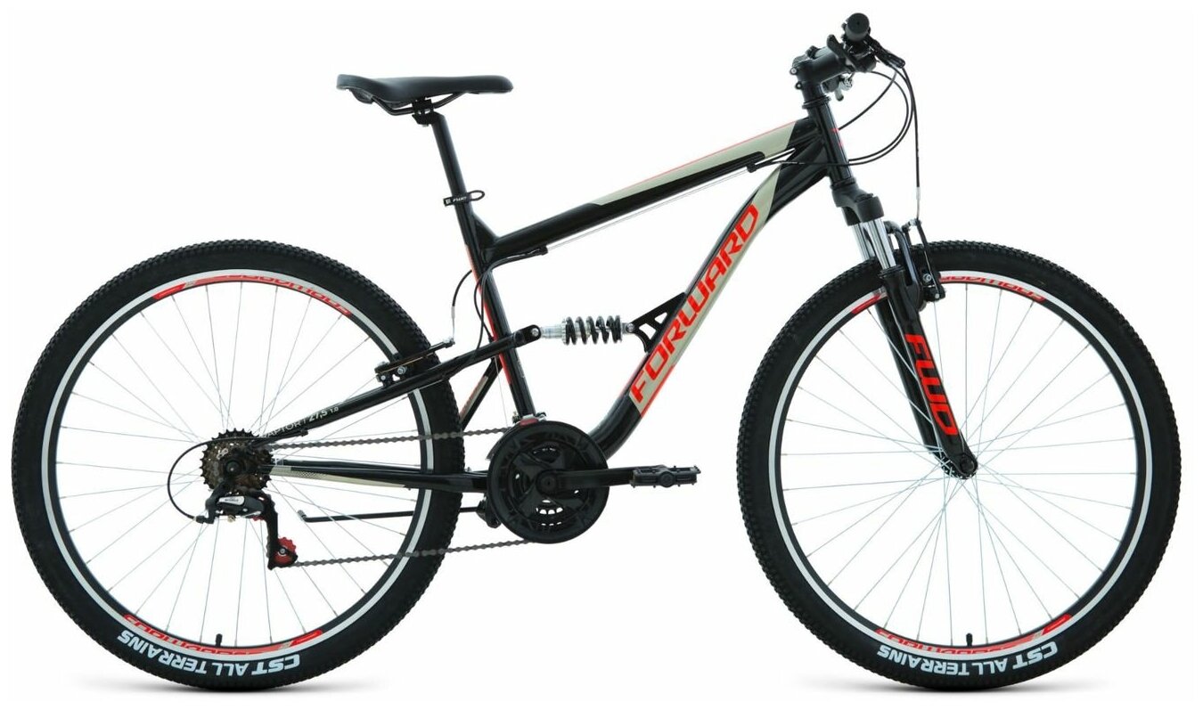 Велосипед Forward Raptor 27.5 1.0 (2021) (Велосипед FORWARD RAPTOR 27,5 1.0 (27,5" 18 ск. . 16") , черный/красный, RBKW1F17E002)