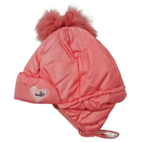 фото Шапка ушанка зимняя, хлопок, с помпоном, подкладка, размер 56, розовый нет бренда