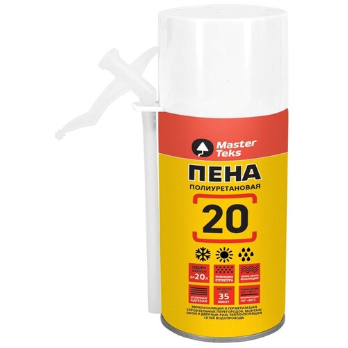 Пена монтажная бытовая MasterTeks 20 всесезонная полиуретановая 285 мл 450₽