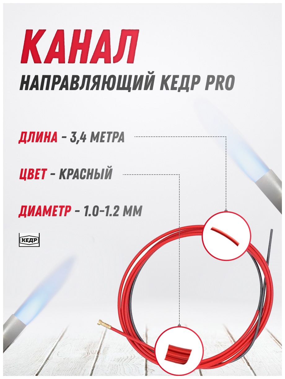 Канал направляющий Кедр PRO (3.4 м; 1.0–1.2 мм; красный) 7160075 - фото №2
