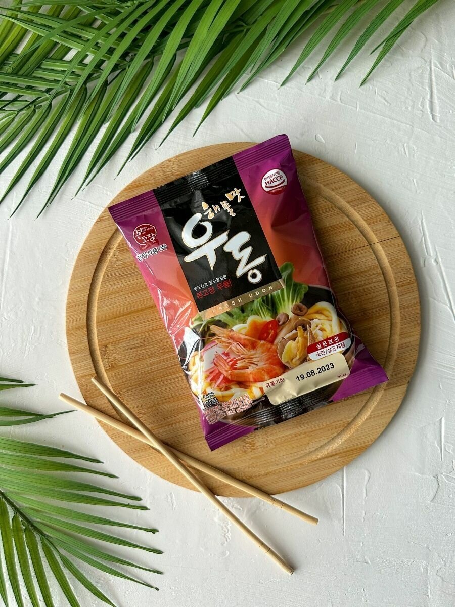 Корейская лапша удон SEAFOOD FLAVOR UDON морепродукты, 212 г - фотография № 2