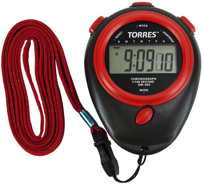 Комплект 5 штук, Секундомер TORRES (часы, будильник, дата, шнур с карабином) spt0010741
