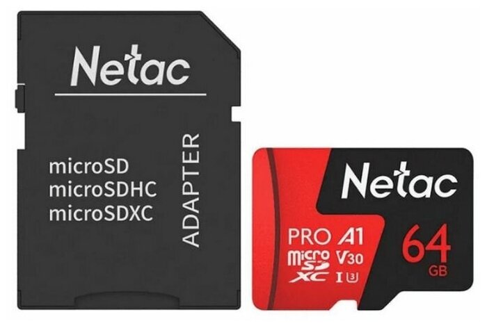 Карта памяти Netac P500 Extreme Pro 64ГБ microSDXC U3 up to 100MB/s