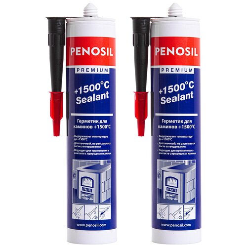 Герметик Penosil Premium 1500°С Sealant для печей и каминов 310 мл, 2 шт, черный, теплостойкий