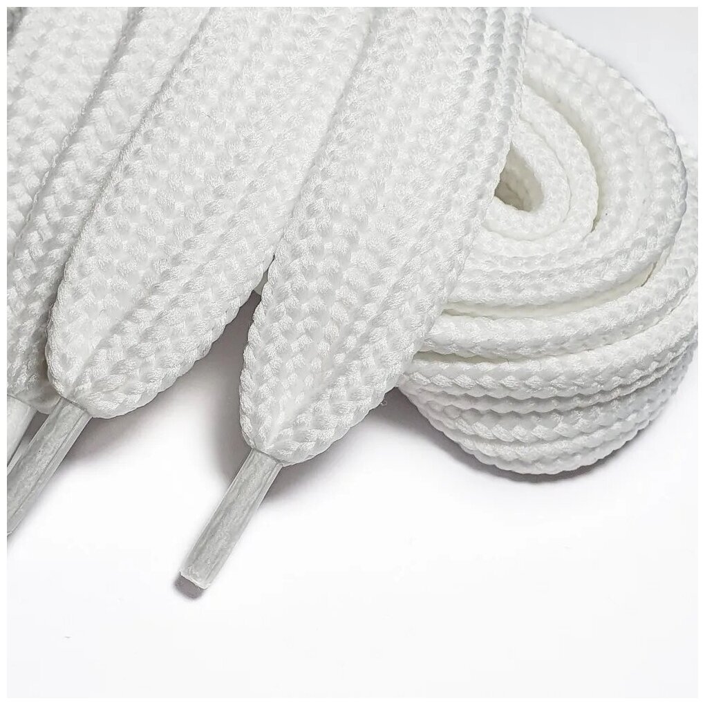 Шнурки LENKO широкие белые плоские 120 см, 20 мм