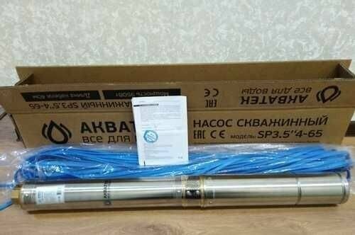 Насос скважинный АКВАТЕК SP 3,5" 4-35 (0,58 кВт, Qmax 4.8 м³/ч, Hmax 36 м, кабель 20 м)