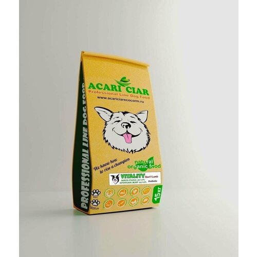 Сухой корм для собак Acari Ciar Vitality Holistic Beef/Lamb 15 кг ( мини гранула ) Акари Киар сухой корм для собак acari ciar vitality holistic beef lamb 0 5 кг мини гранула акари киар