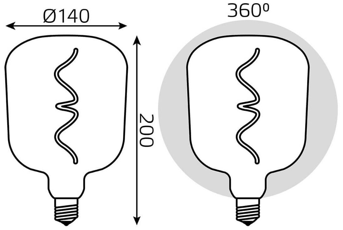 Лампа светодиодная филаментная Gauss E27 5W 1800K черная 1008802105