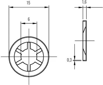 Стопорные фиксаторы Starlock для круглого стержня d6 x 15 стальные (20 штук)