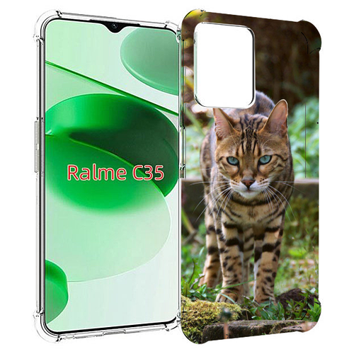 Чехол MyPads порода кошка бенгальская для Realme C35 / Narzo 50A Prime задняя-панель-накладка-бампер
