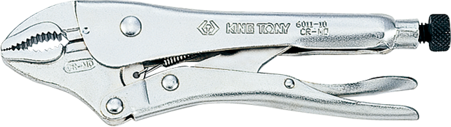 Зажим с фиксатором 250 мм, с закругленными губками KING TONY 6011-10R