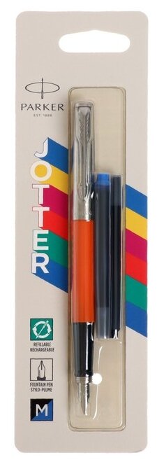 Ручка перьевая Parker Jotter Originals ORANGE1.0мм,+ 2 стержня (син и черн) блистер 2096881 Parker