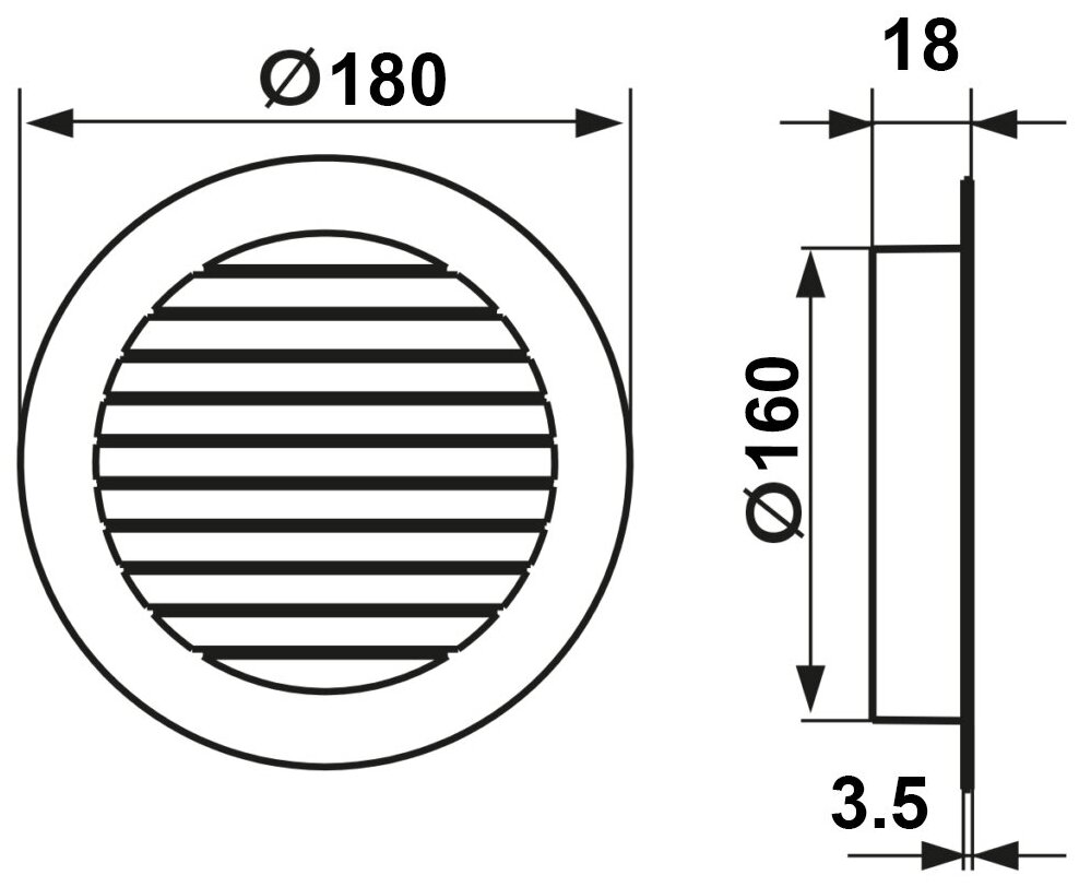 Решетка вентиляционная круглая D160 мм RAL7021 черно-серый матовый - фотография № 3