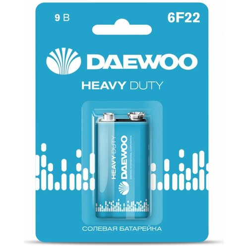 Солевая батарейка Daewoo 6F22 Heavy Duty BL-1 5029248 батарейка крона солевая 6f22 gopower heavy duty 9v упаковка 10 шт