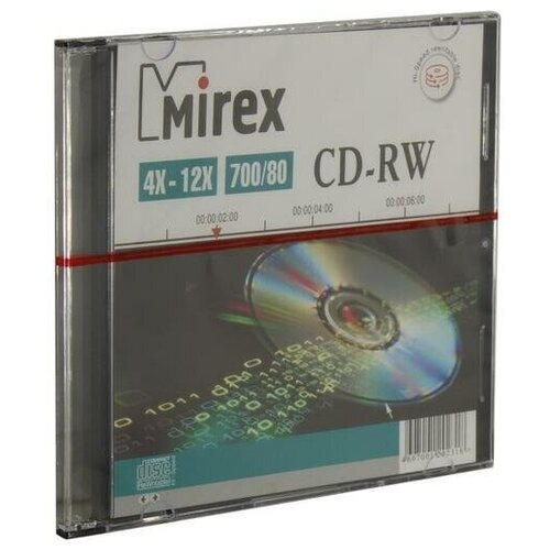 перезаписываемый диск cd rw mirex 700mb 12x slim box 1 шт Диск CD-RW Mirex 202318