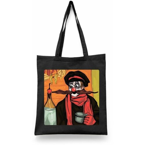 фото Сумка-шоппер унисекс каждому своё "деревня дураков/каламбур" черная